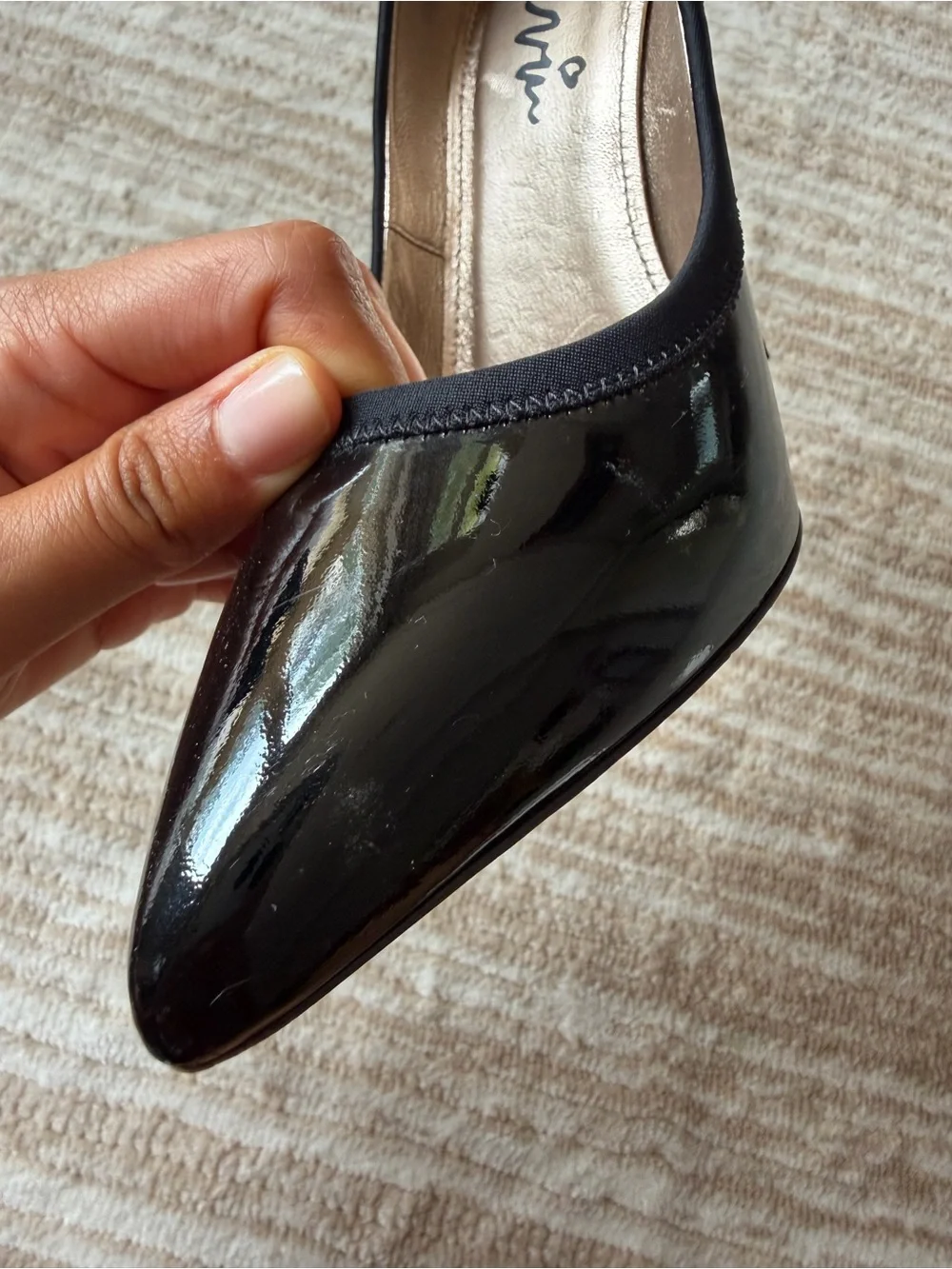 Lanvin Black Patent Pointed-Toe Pumps Size 38